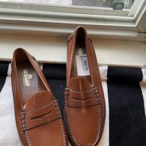 Sebago Tan Leather Slip-On Loafers